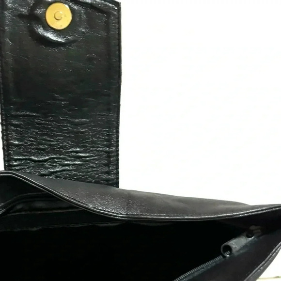 Vintage black snake skin leather clutch bag